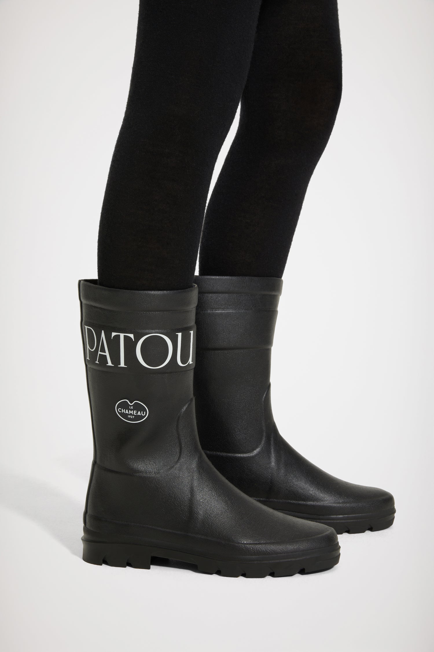 Patou FO010 bottes caoutchouc noires mi-mollet