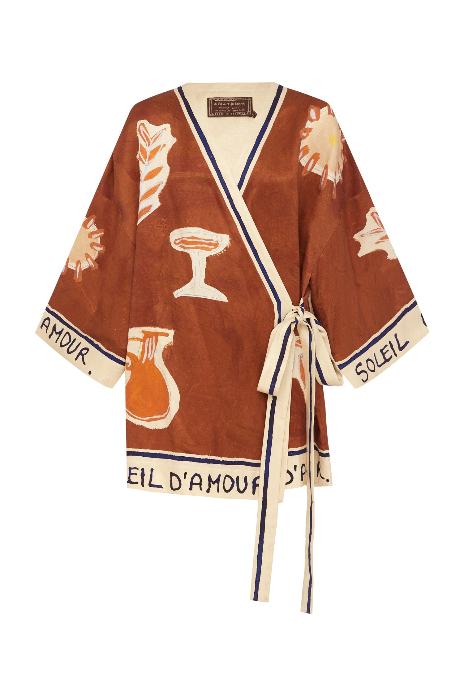 Alemais Soleil d'Amour robe mini portefeuille chanvre soie