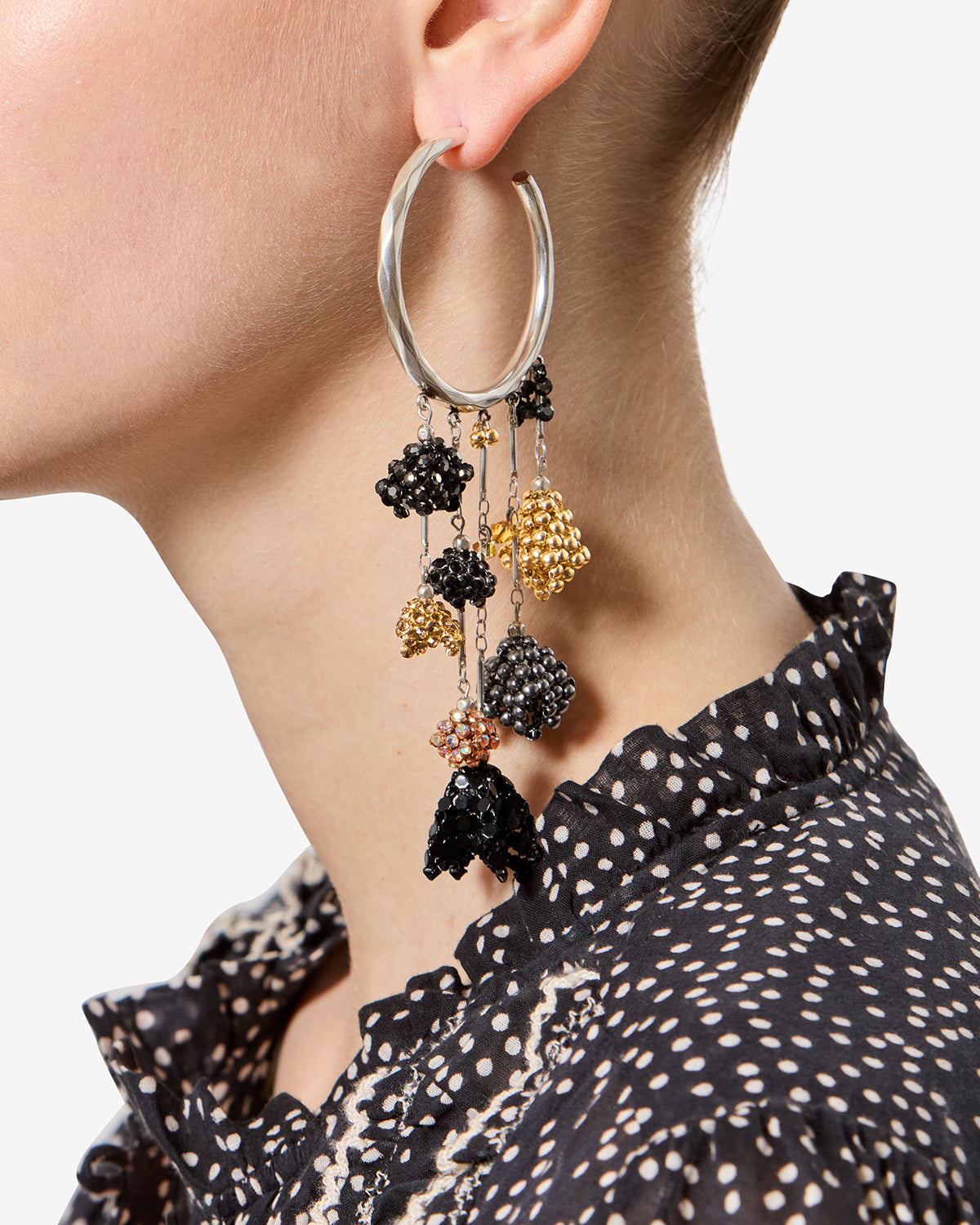Isabel Marant Catalina Boucles Créole Strass Argenté