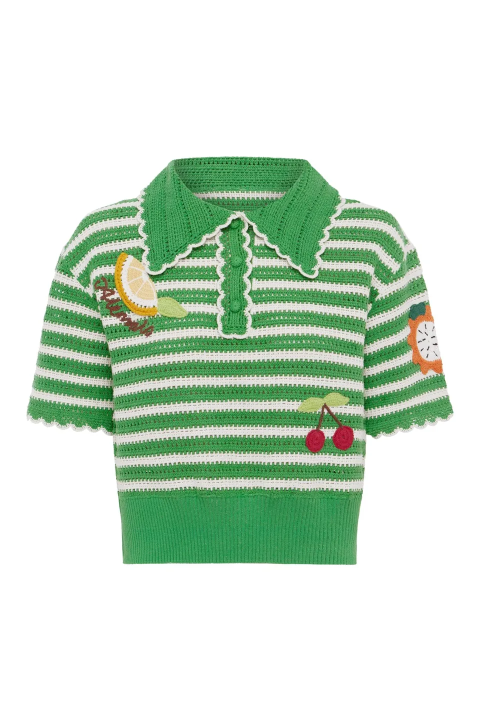 Alemais Sundae Green top polo crochet coton vert