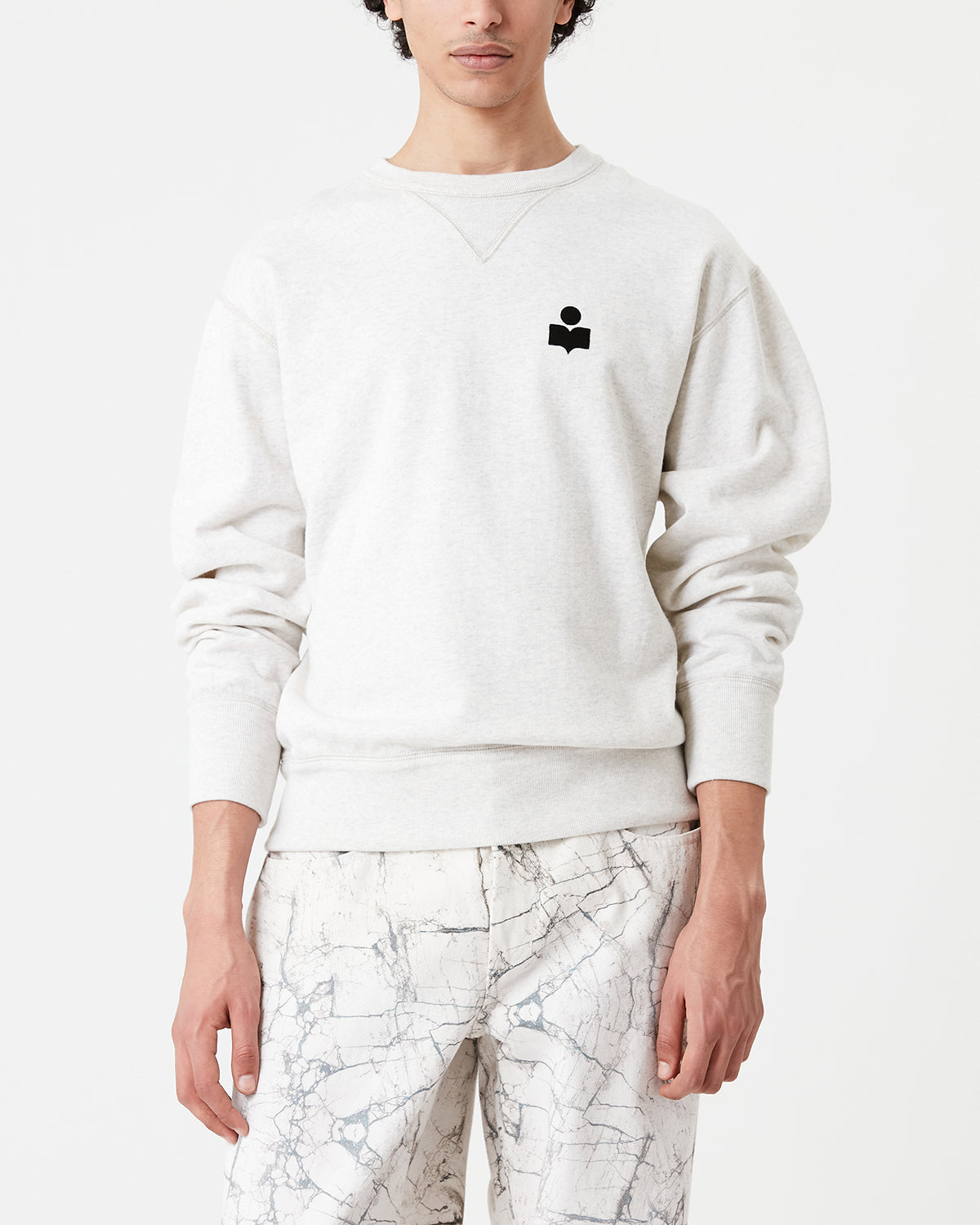 Isabel Marant Mike sweatshirt coton écru col rond logo