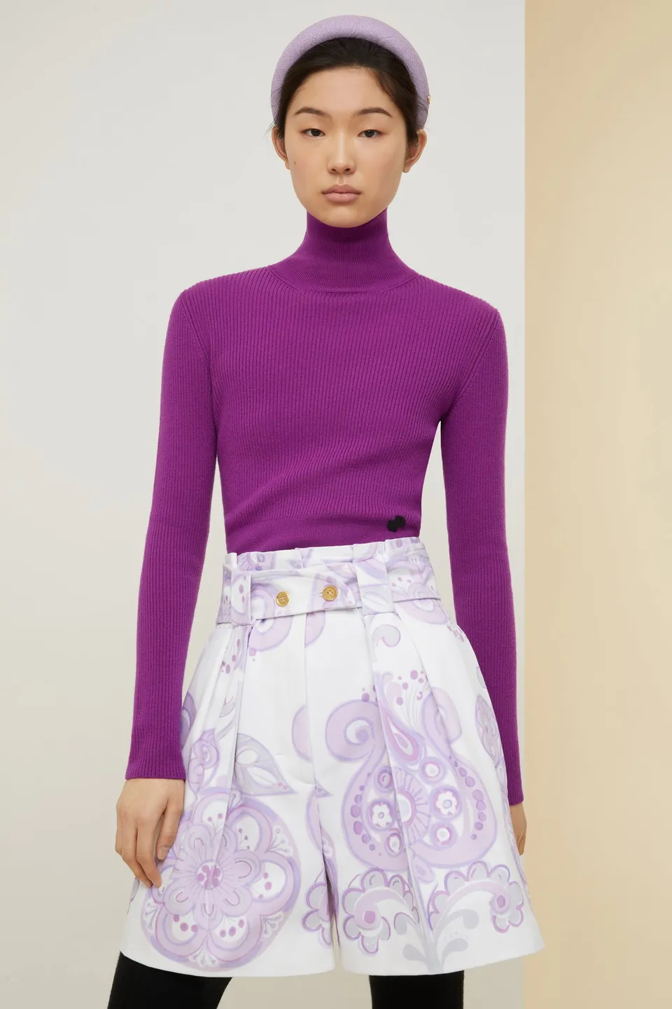 Patou Knitwear A21KN0588040498P pull améthyste col montant