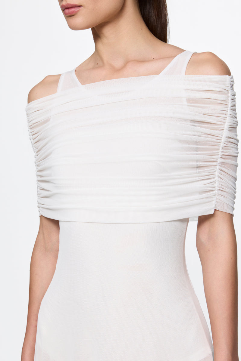 ATU Body Couture robe maxi blanche mesh boléro