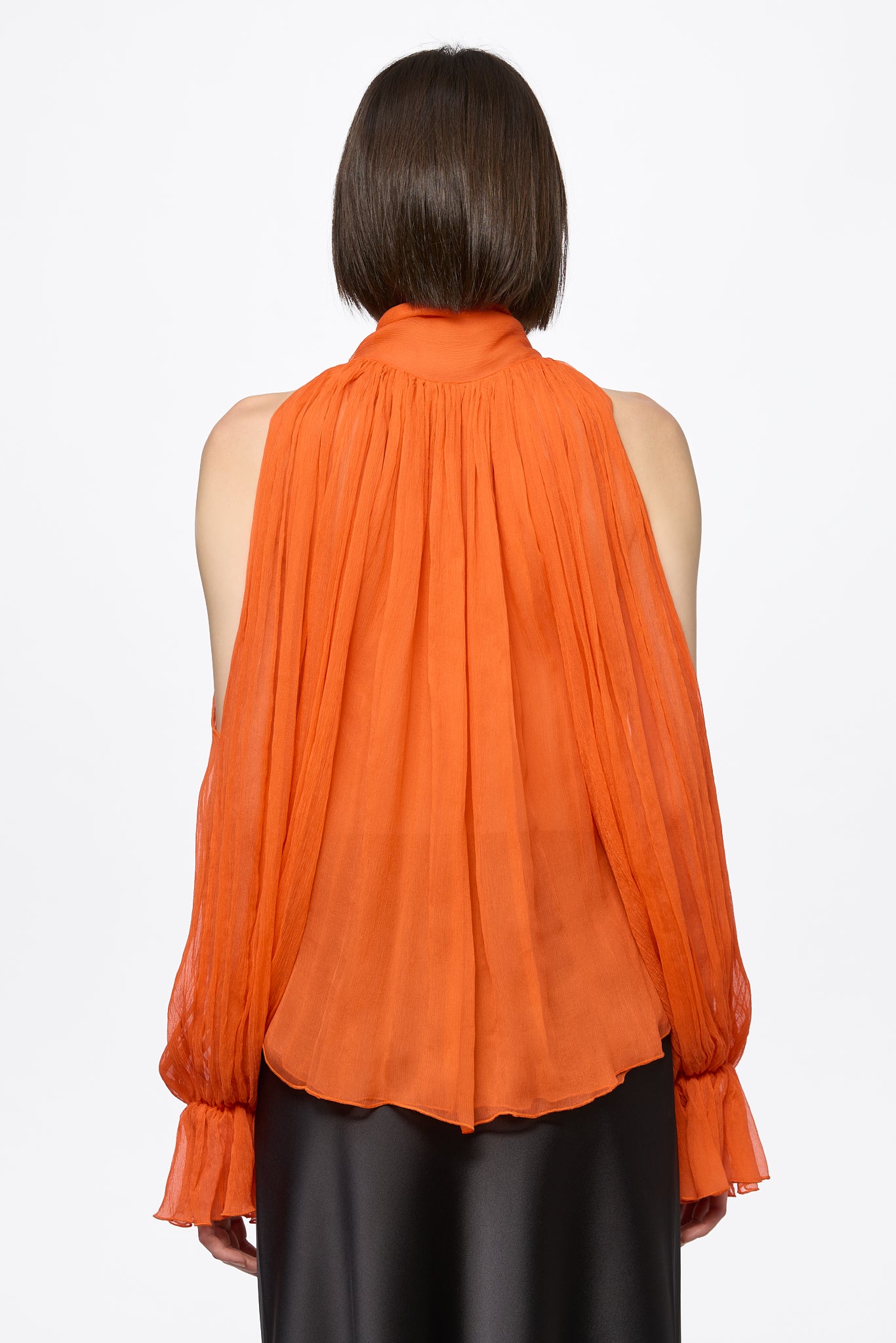 ATU Orange Chiffon Shirt chemisier S soie