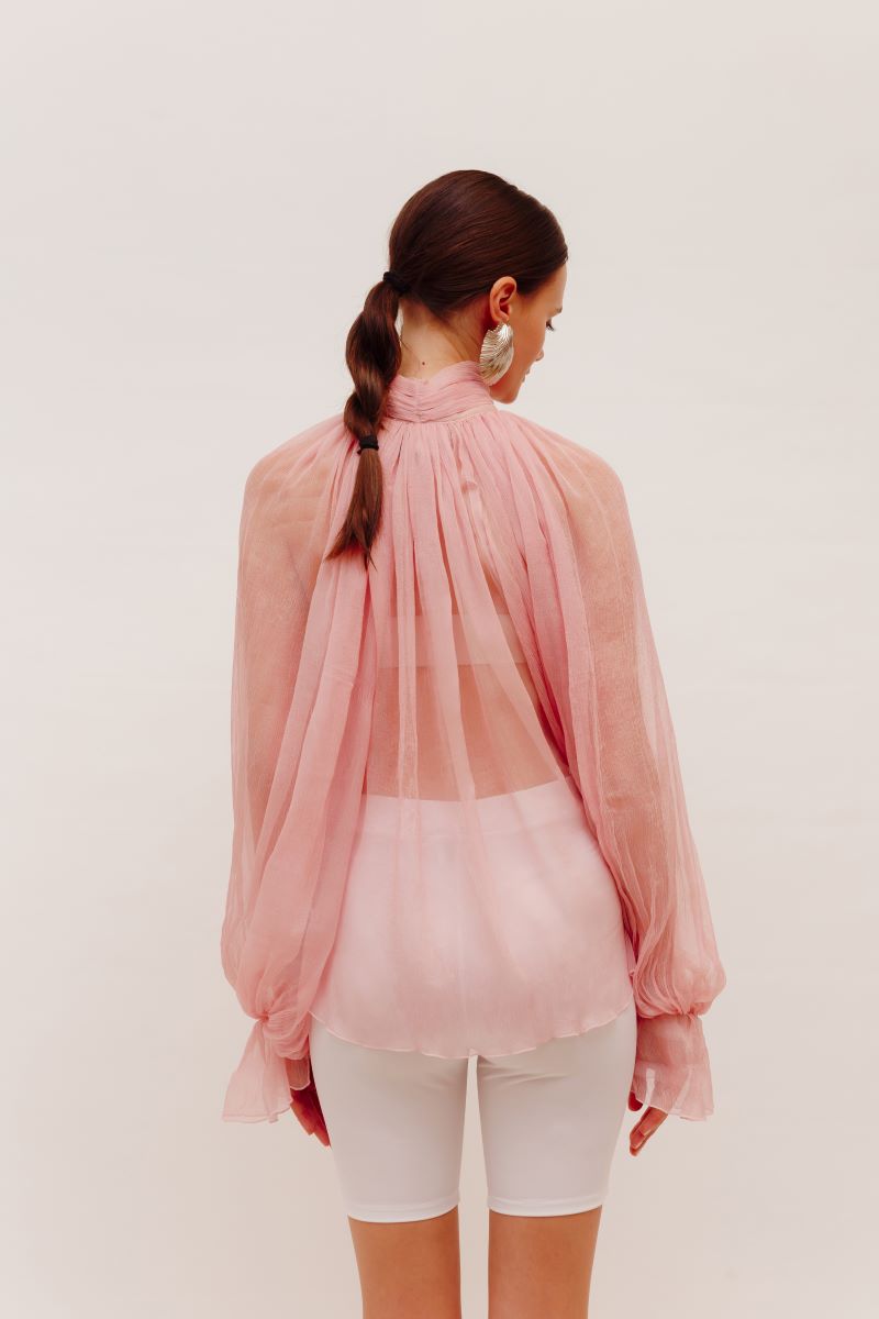 ATU Body Couture Powder Rose Chiffon Shirt chemise soie
