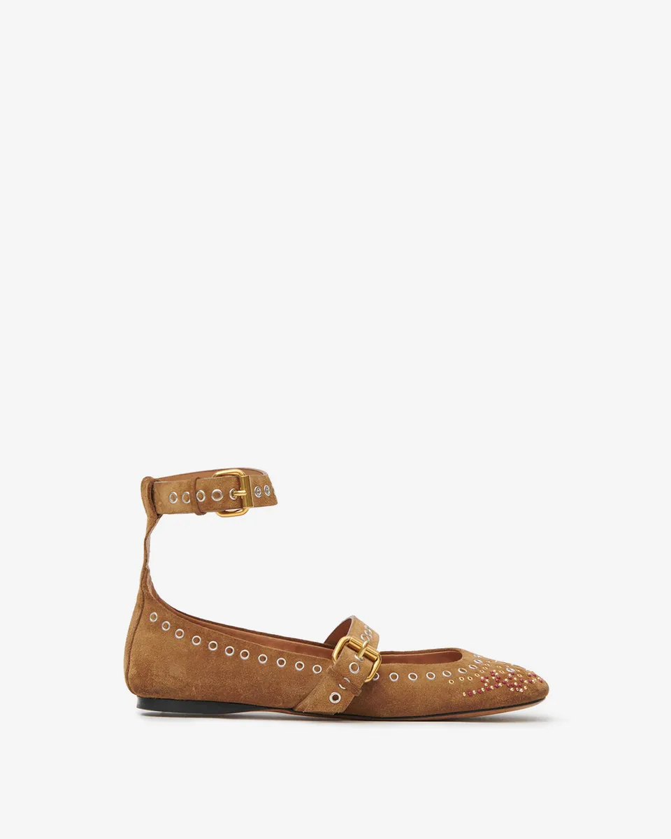 Isabel Marant Ylza ballerines cuir cognac cloutées