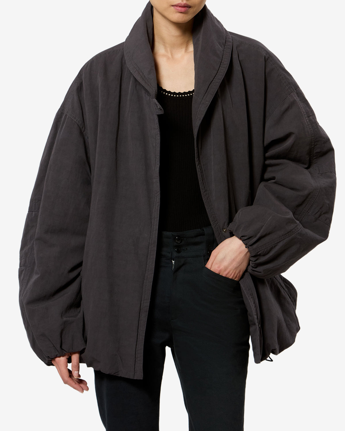 Isabel Marant Volinda manteau bleu nuit ceinturé