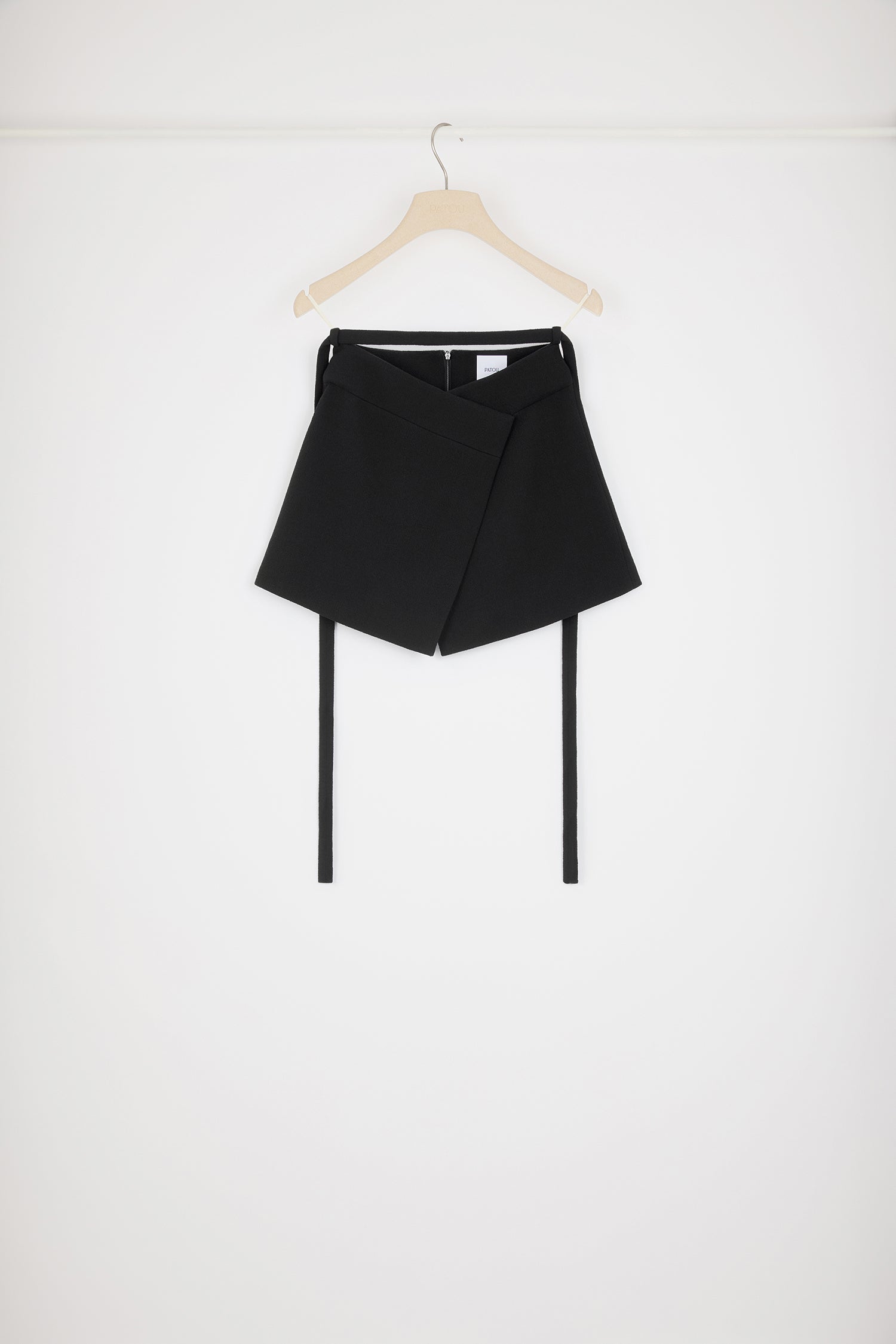 Patou SK063 jupe portefeuille crêpe laine noire
