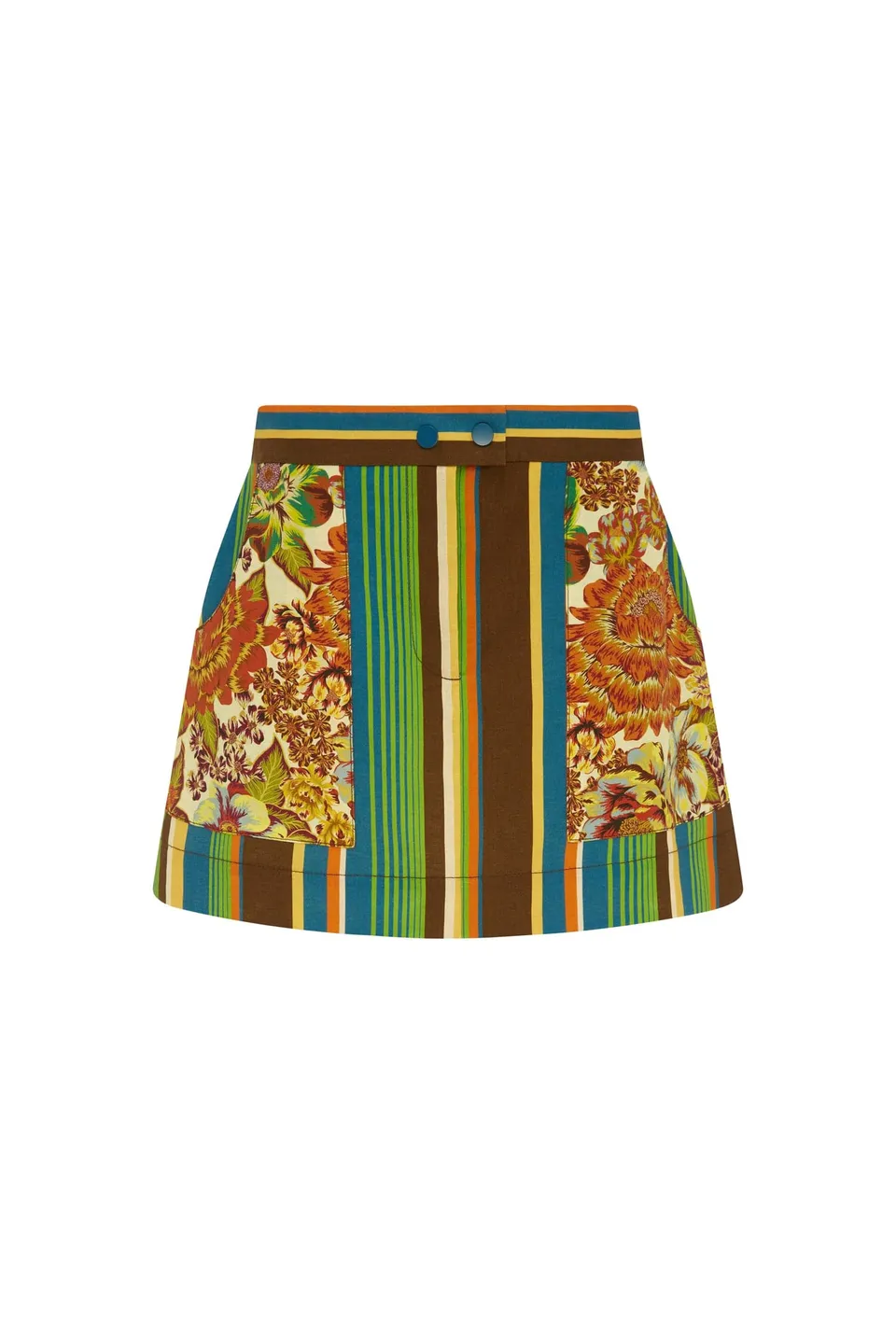 Alemäis Charlie mini-jupe en lin patchwork floral