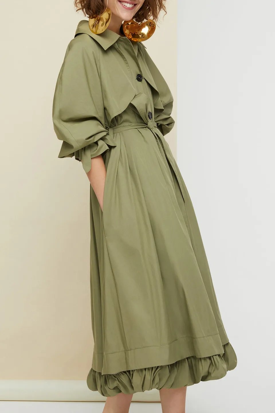 Patou OU005 trench gabardine coton kaki 34-44
