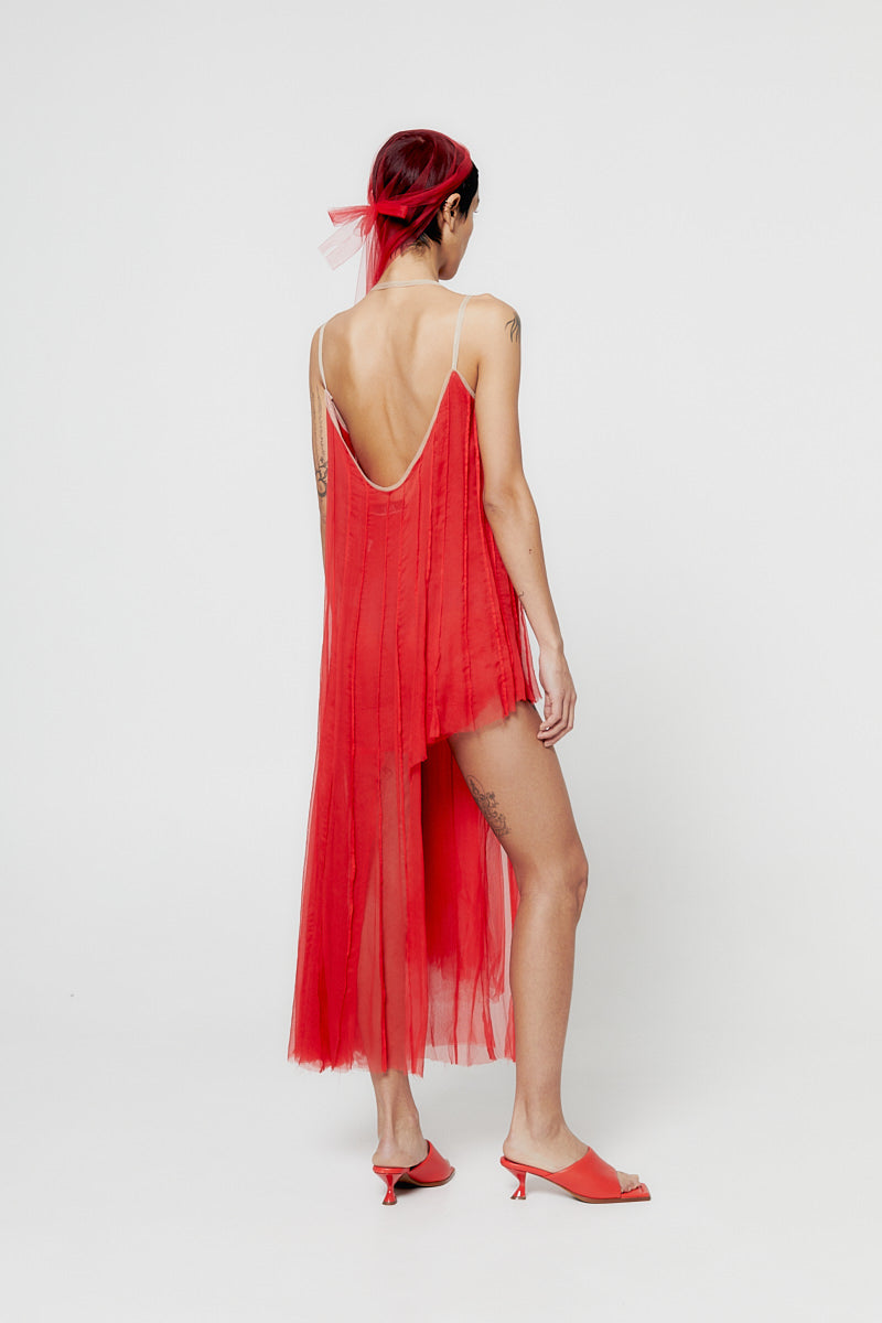 ATU Red Agate Dress robe rouge S/M soie