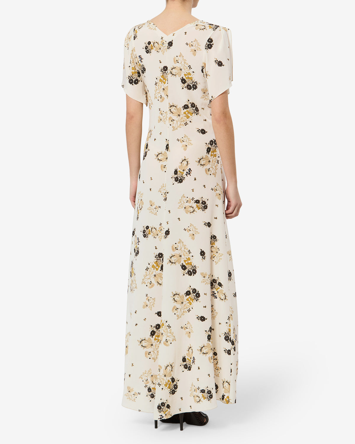 Isabel Marant Falja Robe longue écru soie imprimée