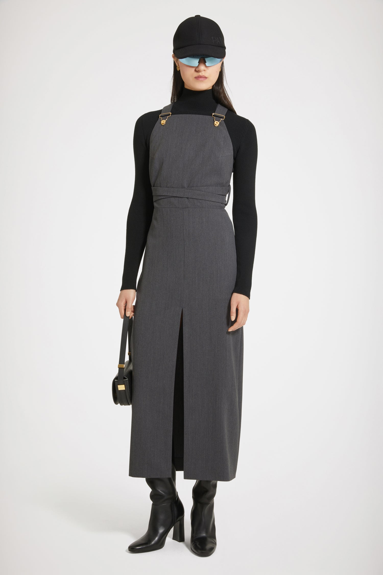 Patou H23DR1160103959A robe midi anthracite laine