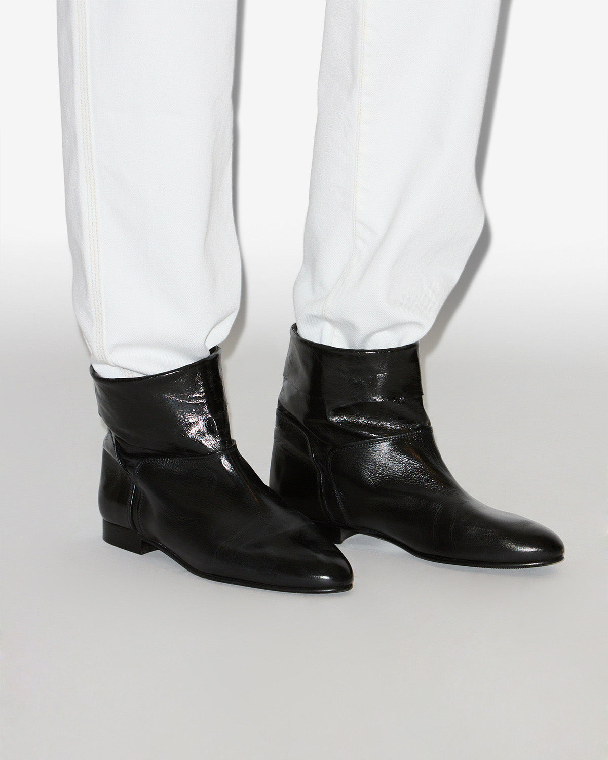 Isabel Marant Juoza boots cuir verni noir homme