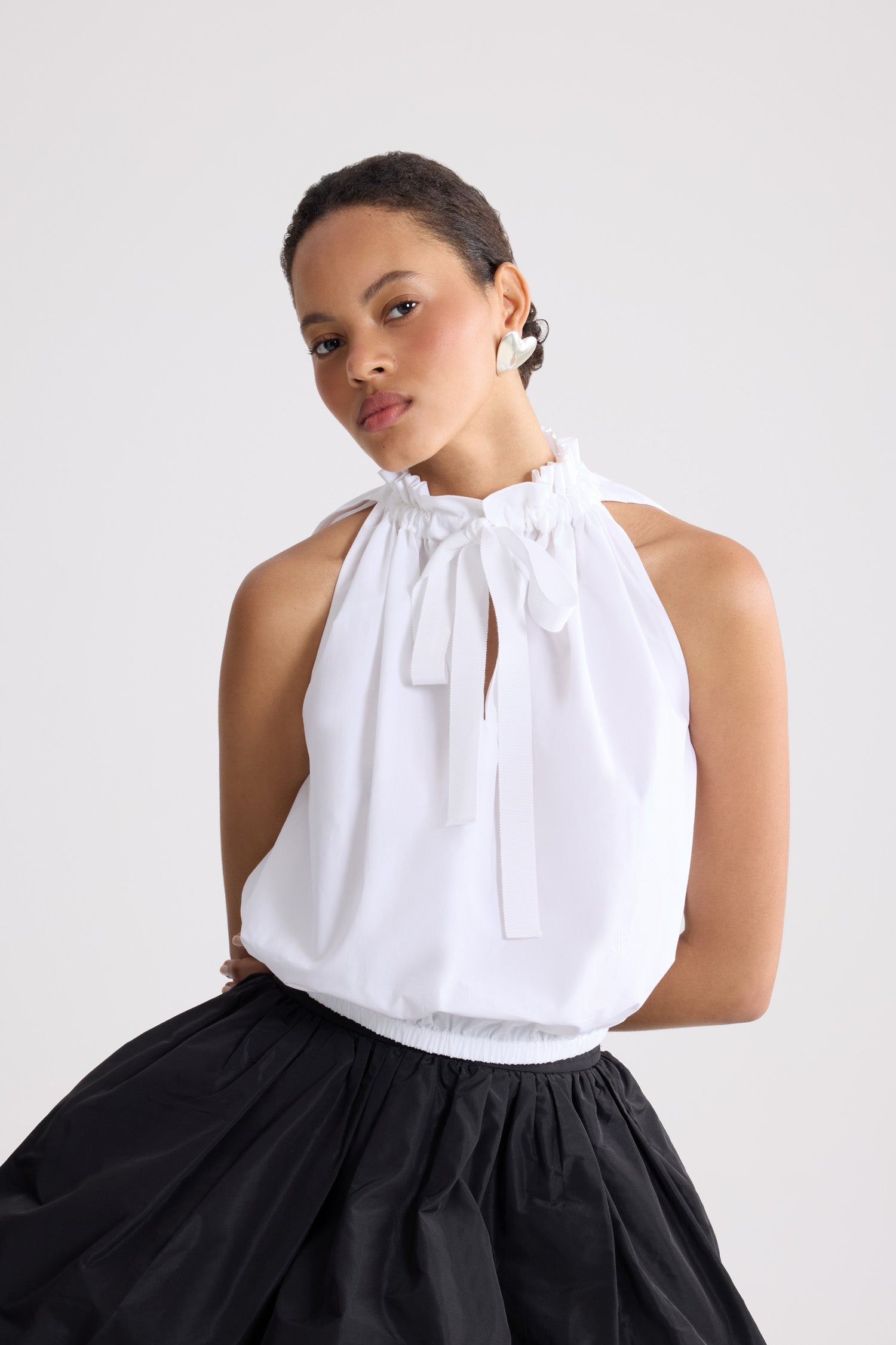 Patou TO178 top blanc coton bio sans manches col