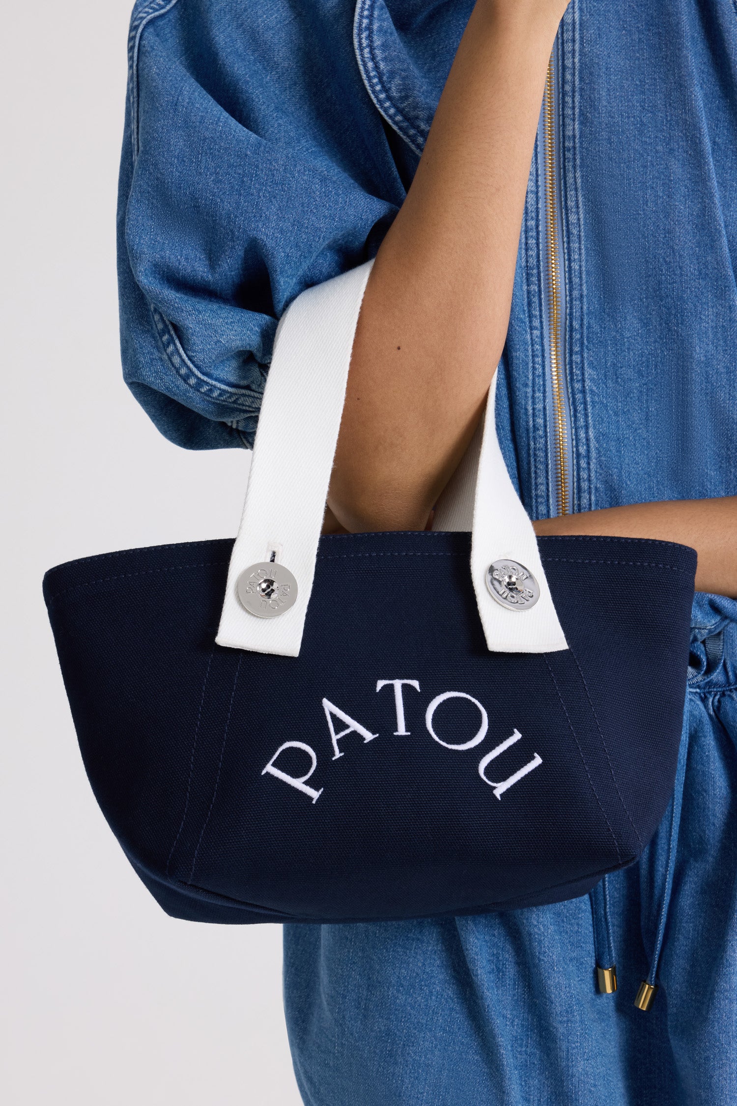 Patou AC132 tote bag toile bleu marine coton bio PM