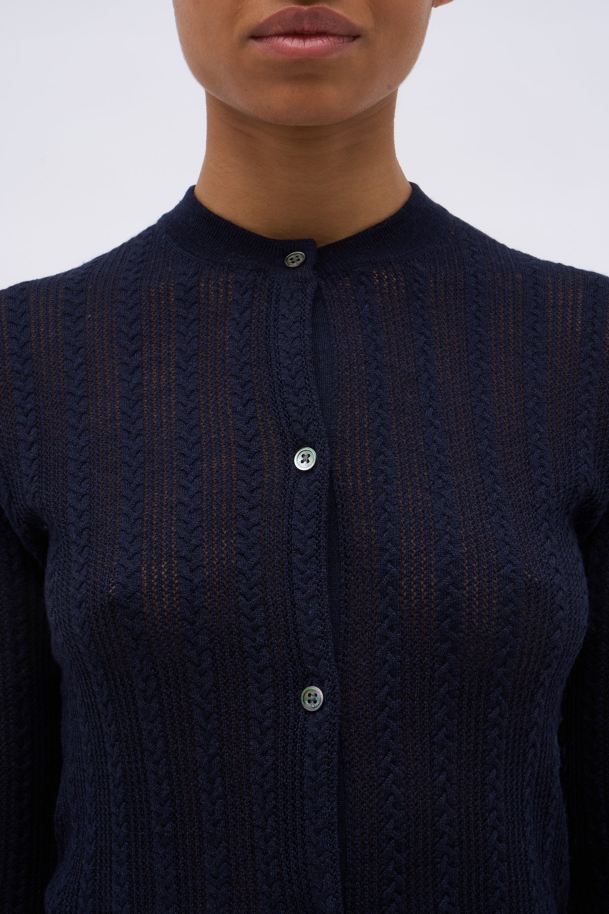 Paul & Joe Mailles cardigan Junon laine mérinos pointelle