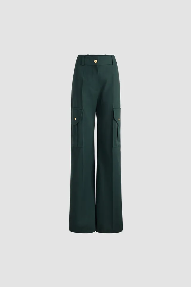 Patou TR055 pantalon cargo évasé coton vert Garden Green