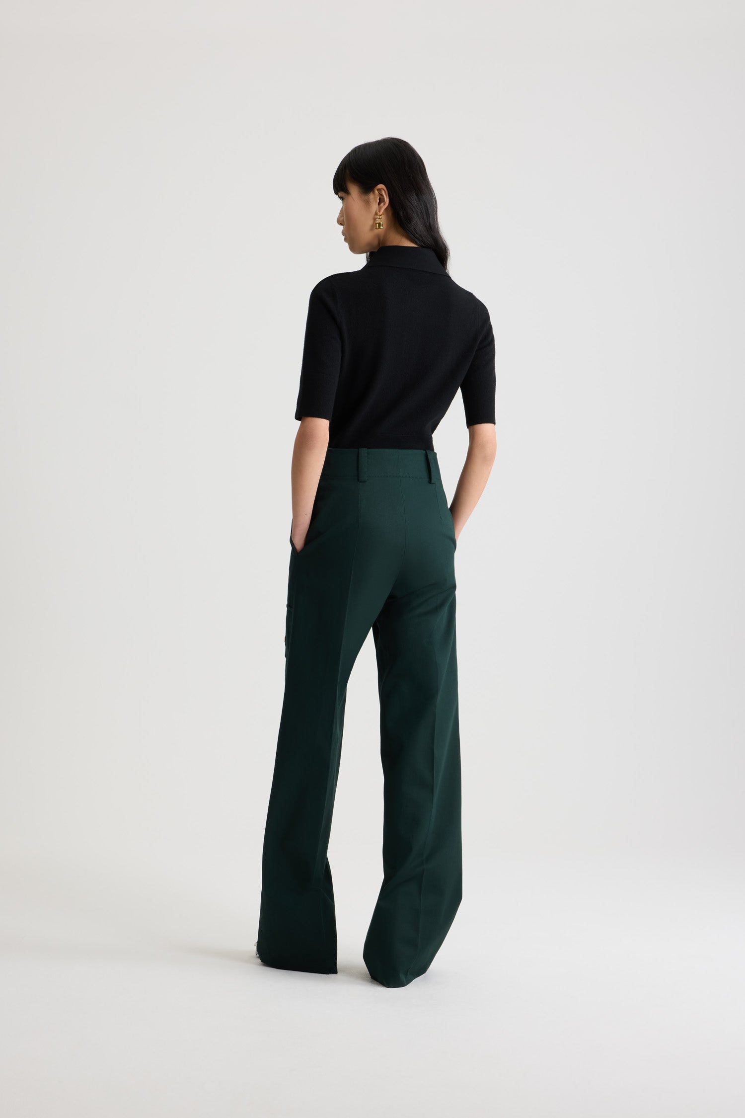 Patou TR055 pantalon cargo évasé coton vert Garden Green