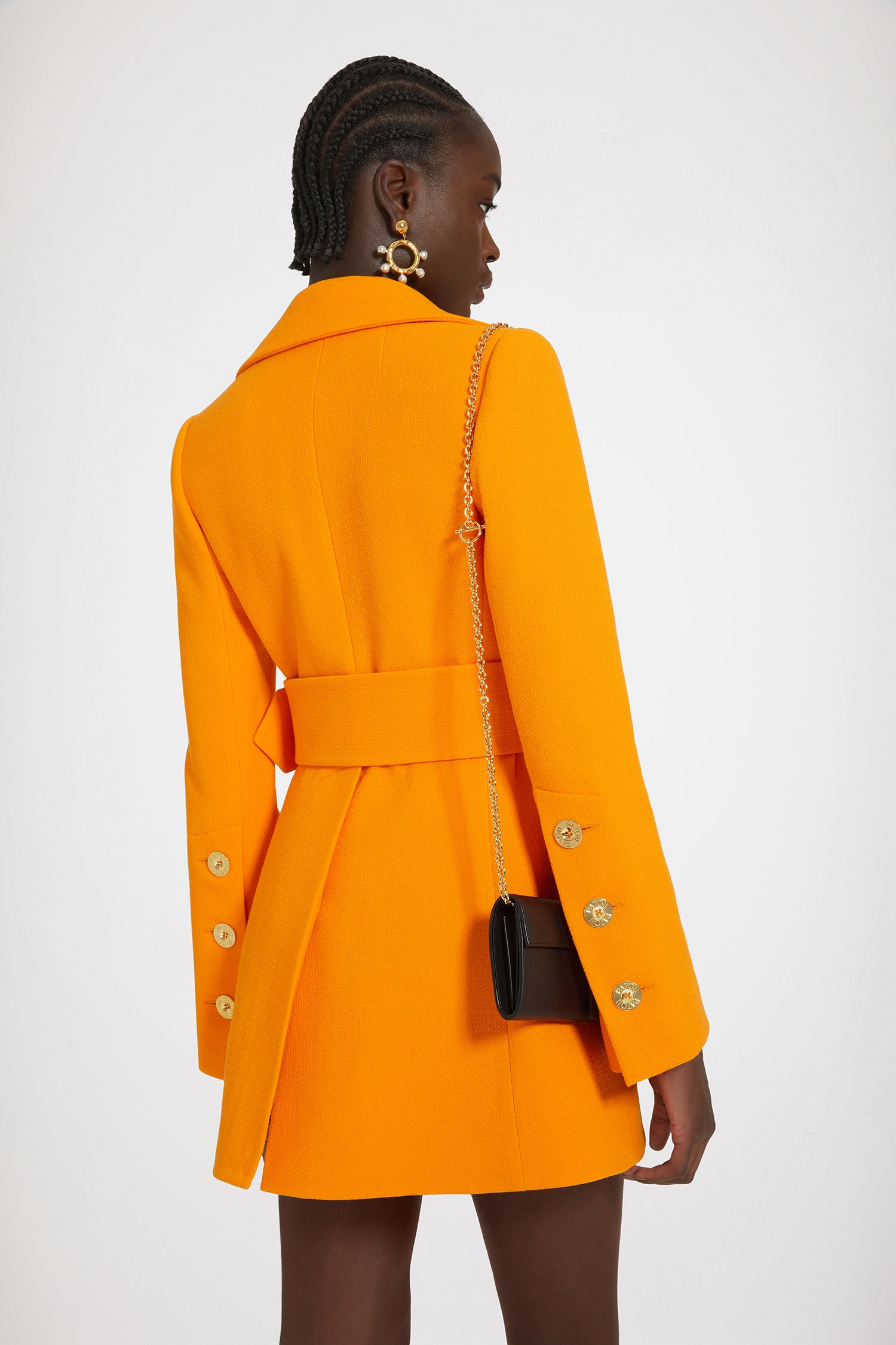 Patou CO020 manteau laine orange ceinture taille 38