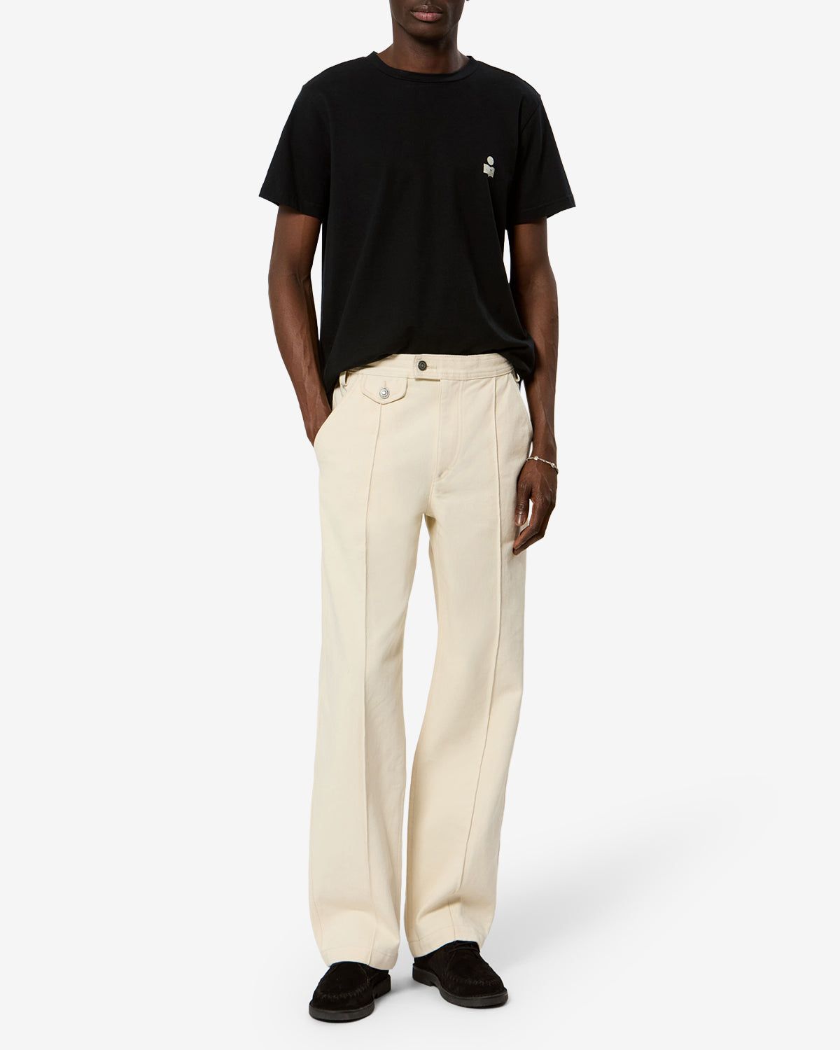 Isabel Marant Zafferh t-shirt noir ecru coton logo