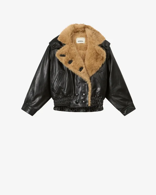 Isabel Marant Valina veste cuir agneau oversize noir