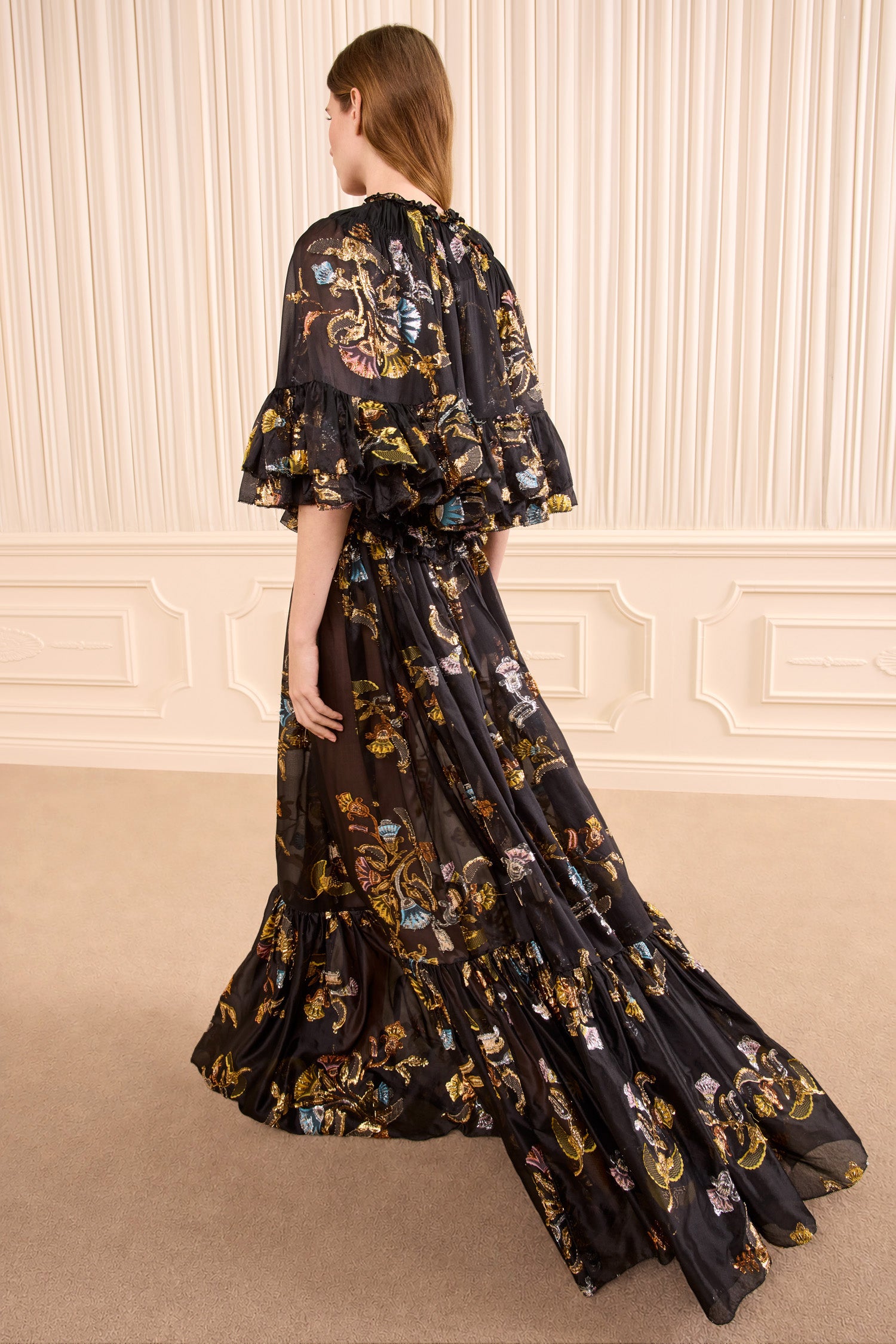 Ulla Johnson Dresses Diann Ruffled Silk Gown Raven noir soie