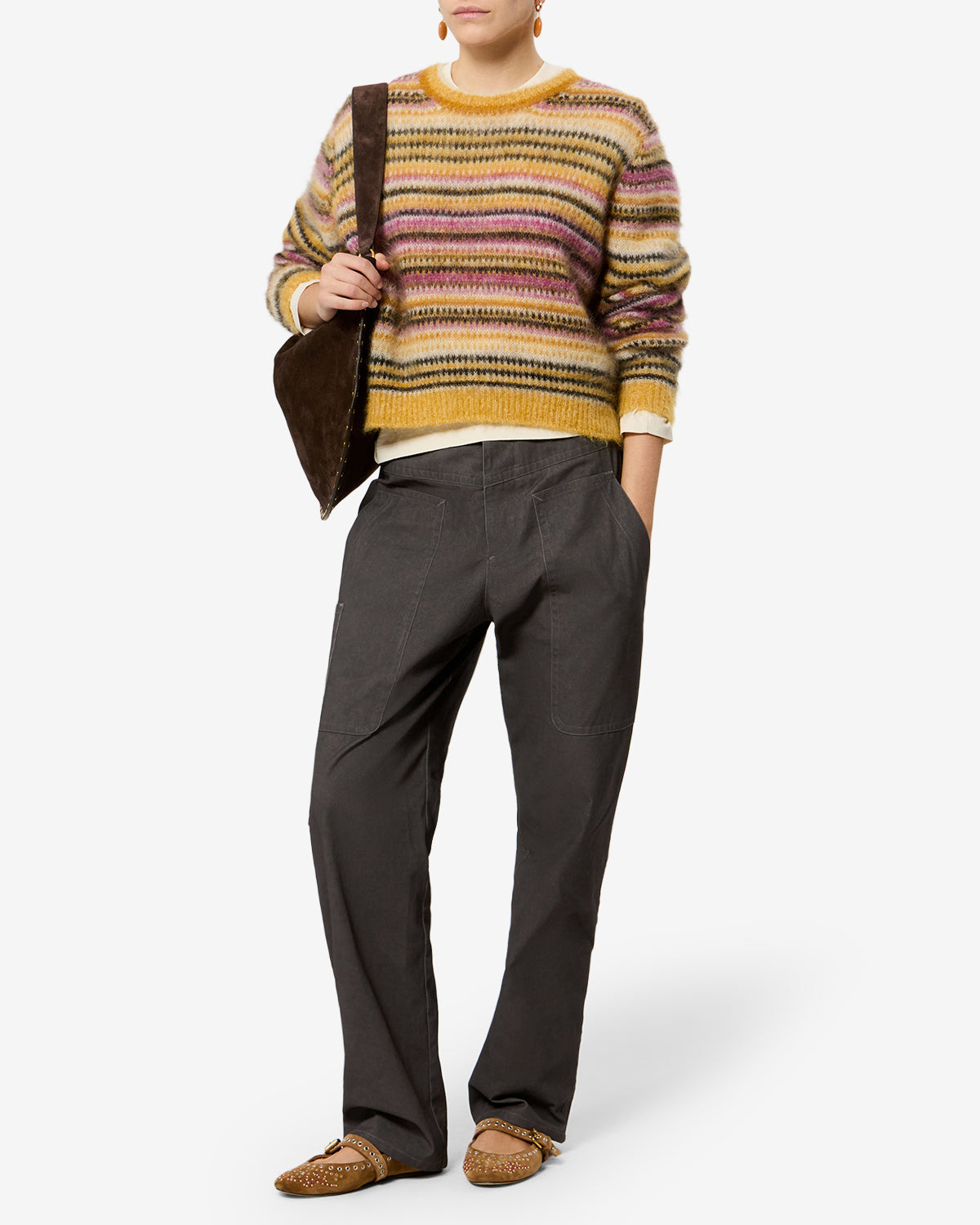 Isabel Marant Rhil pantalon sergé coton café