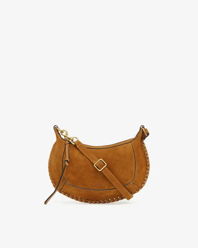 Isabel Marant Oskan Moon sac cuir velours cognac 28,5 cm