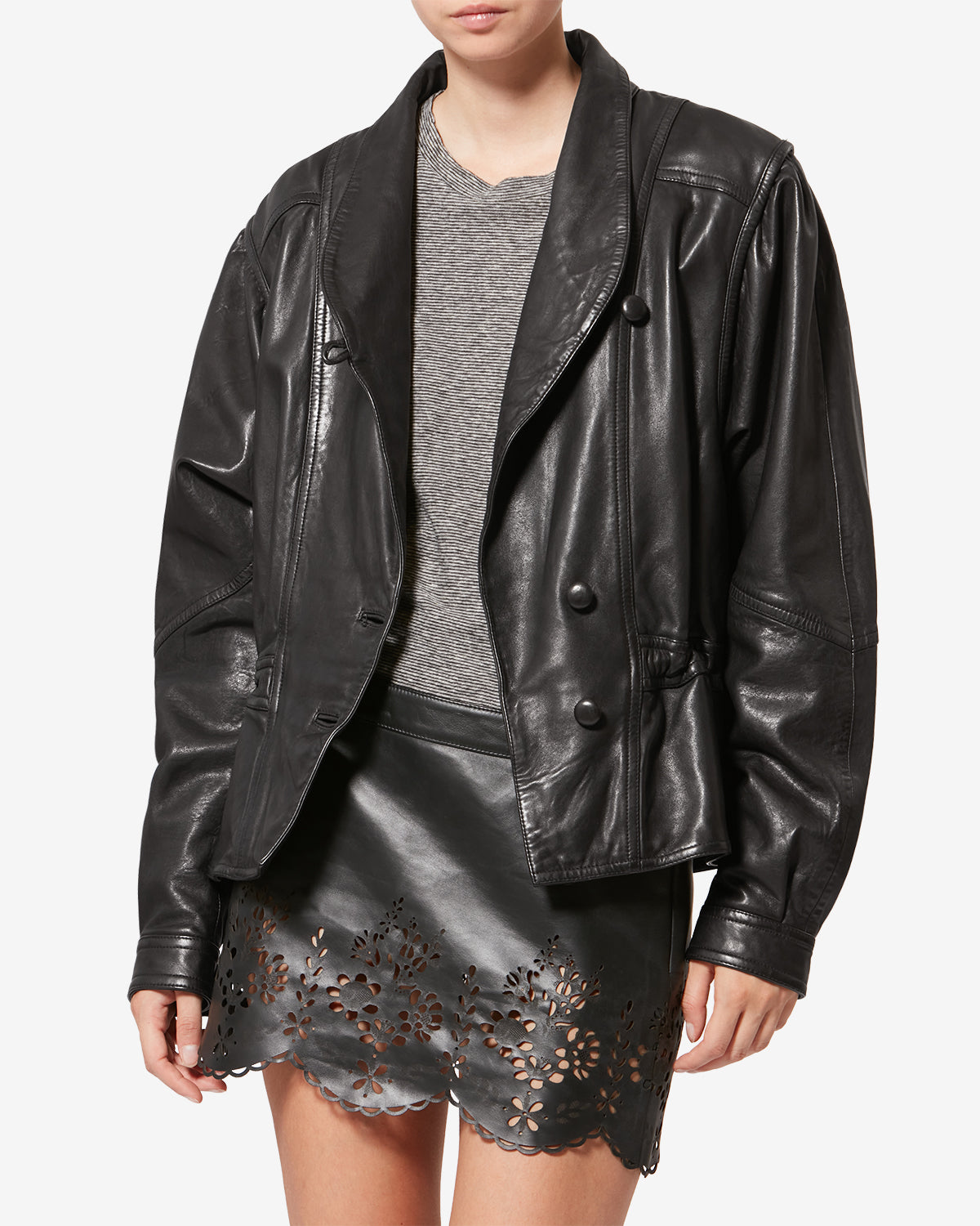 Isabel Marant Tressy veste cuir noir agneau