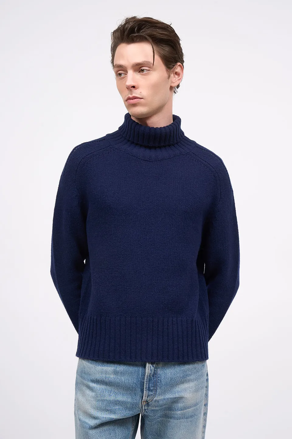 PAUL & JOE Anatole pull col roulé laine bleu nuit 100% laine