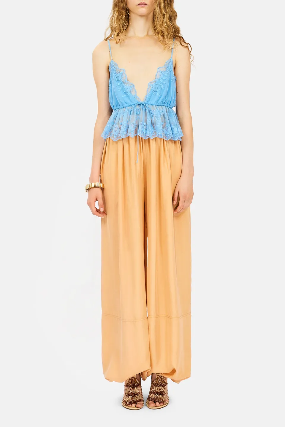 Ulla Johnson Elora SP270209 caraco cropped dentelle powder