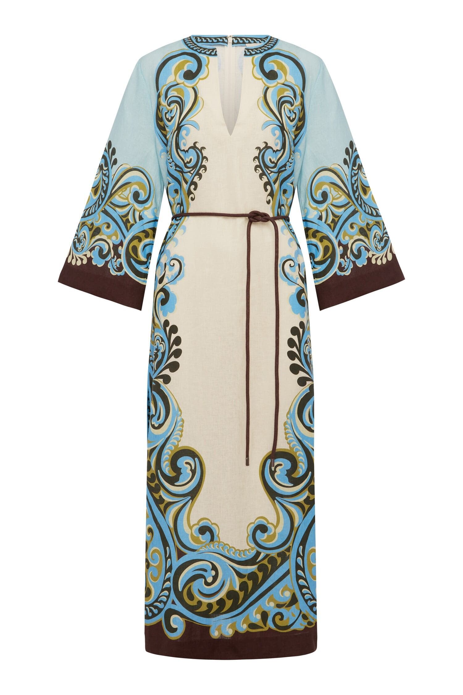 Alemäis Natalia Midi Robe lin paisley