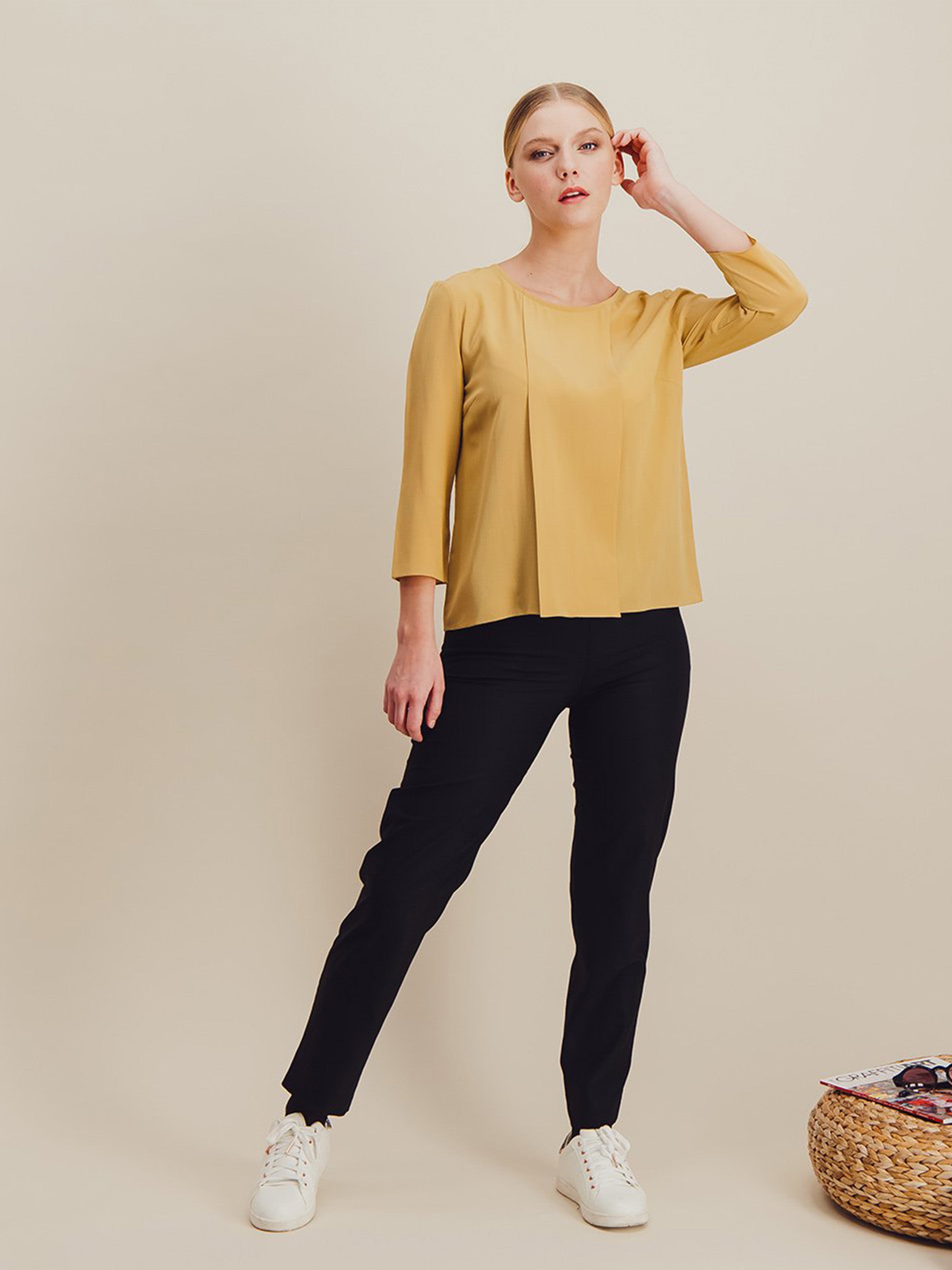 Anahide Saint André Kondo chemisier soie jaune taille 38