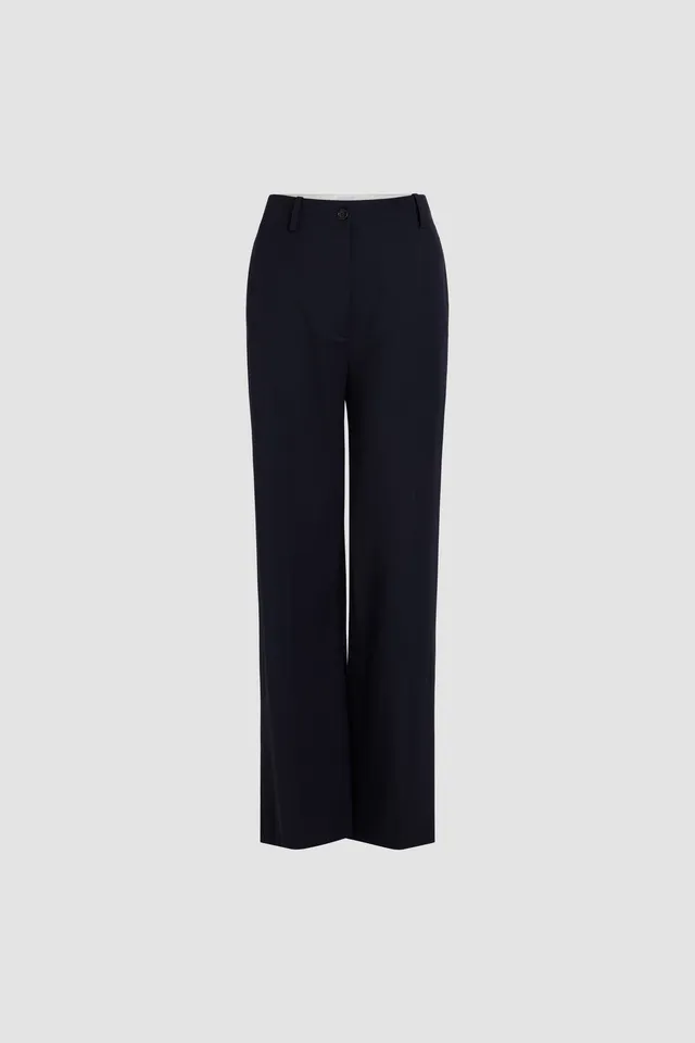 Patou TR002 pantalon laine Navy Black coupe droite