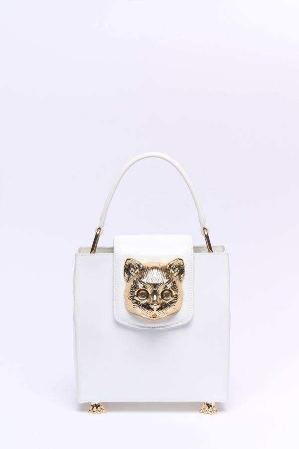 Paul & Joe Charlotte sac cuir blanc tête chat 17,5 cm