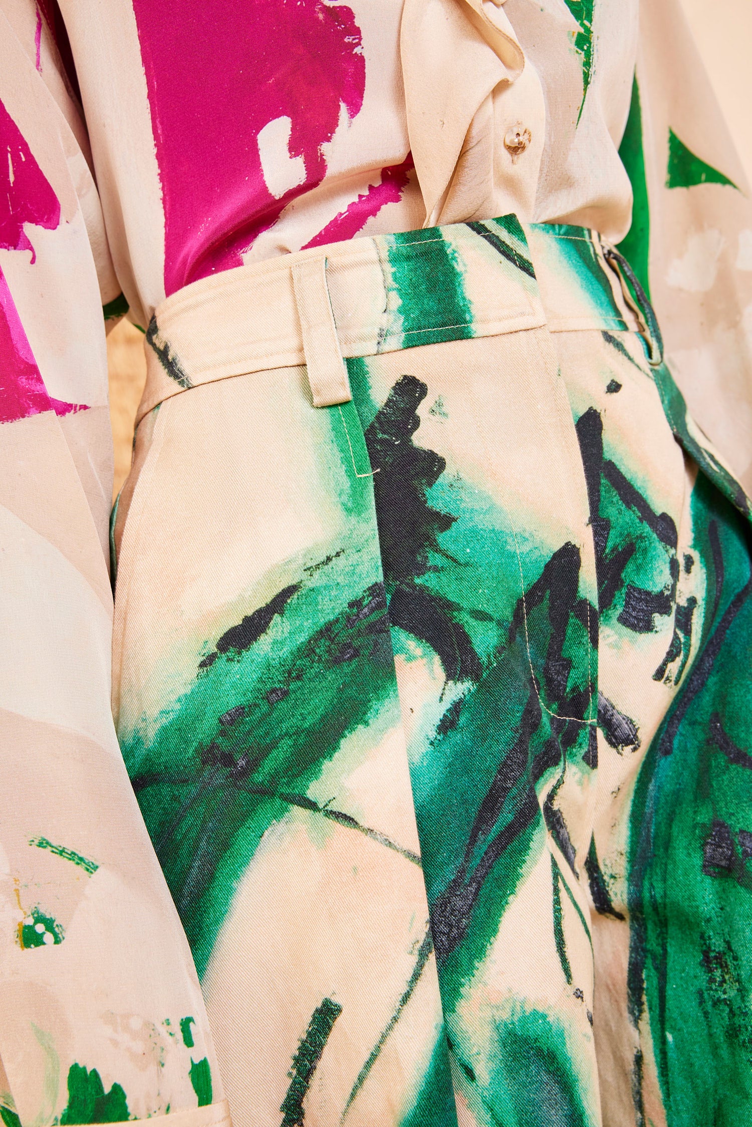 Ulla Johnson Mitchell Portrait Green pantalon large coton