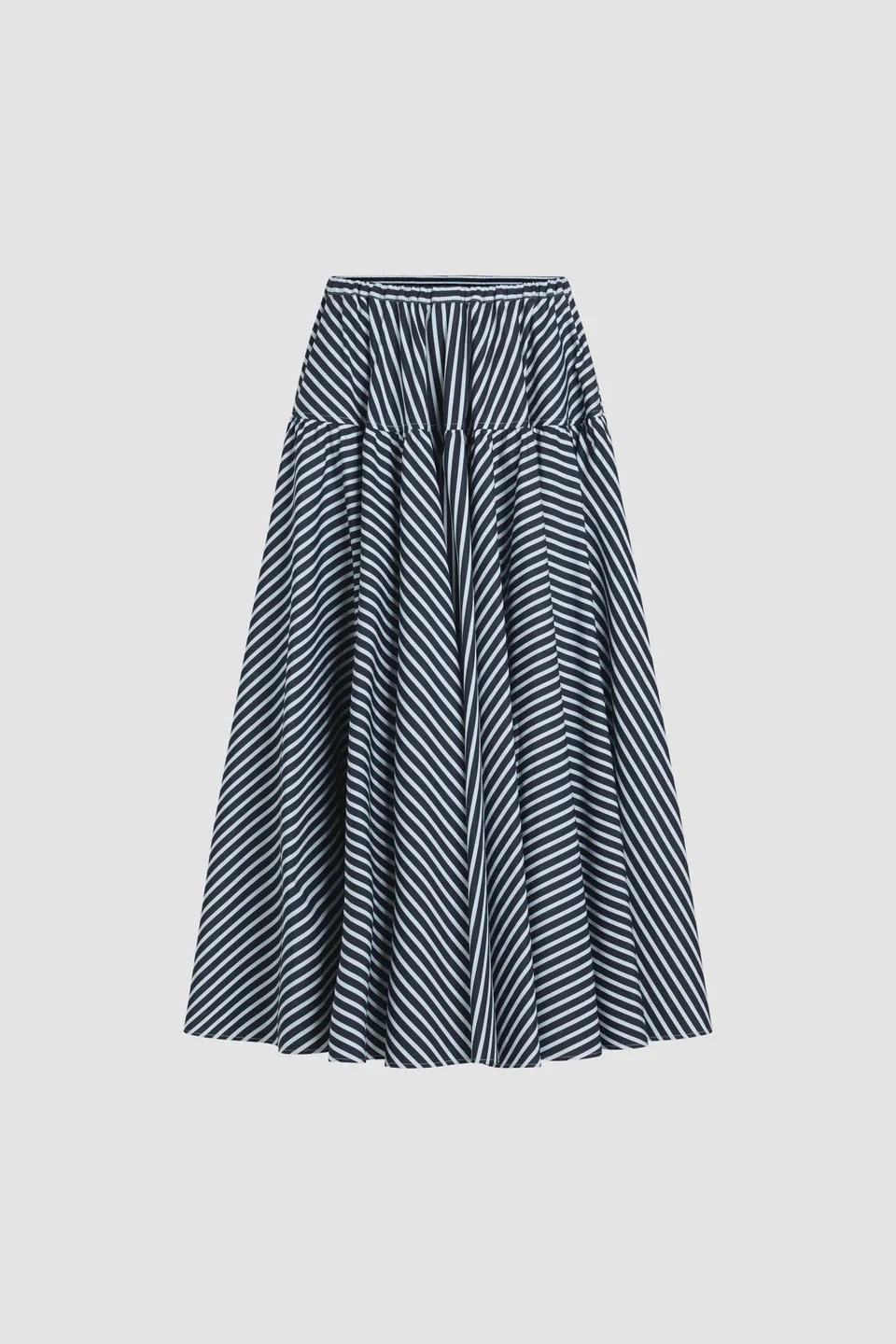 Patou P25SK080 jupe longue rayures bleu marine