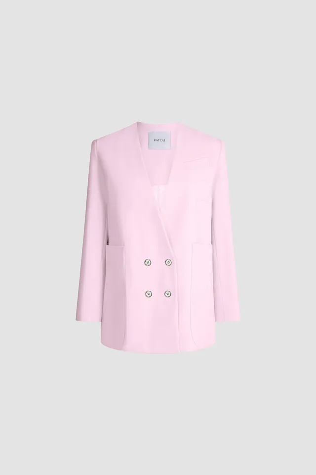 Patou JA0020103459L veste sans col Orchid Ice laine droite
