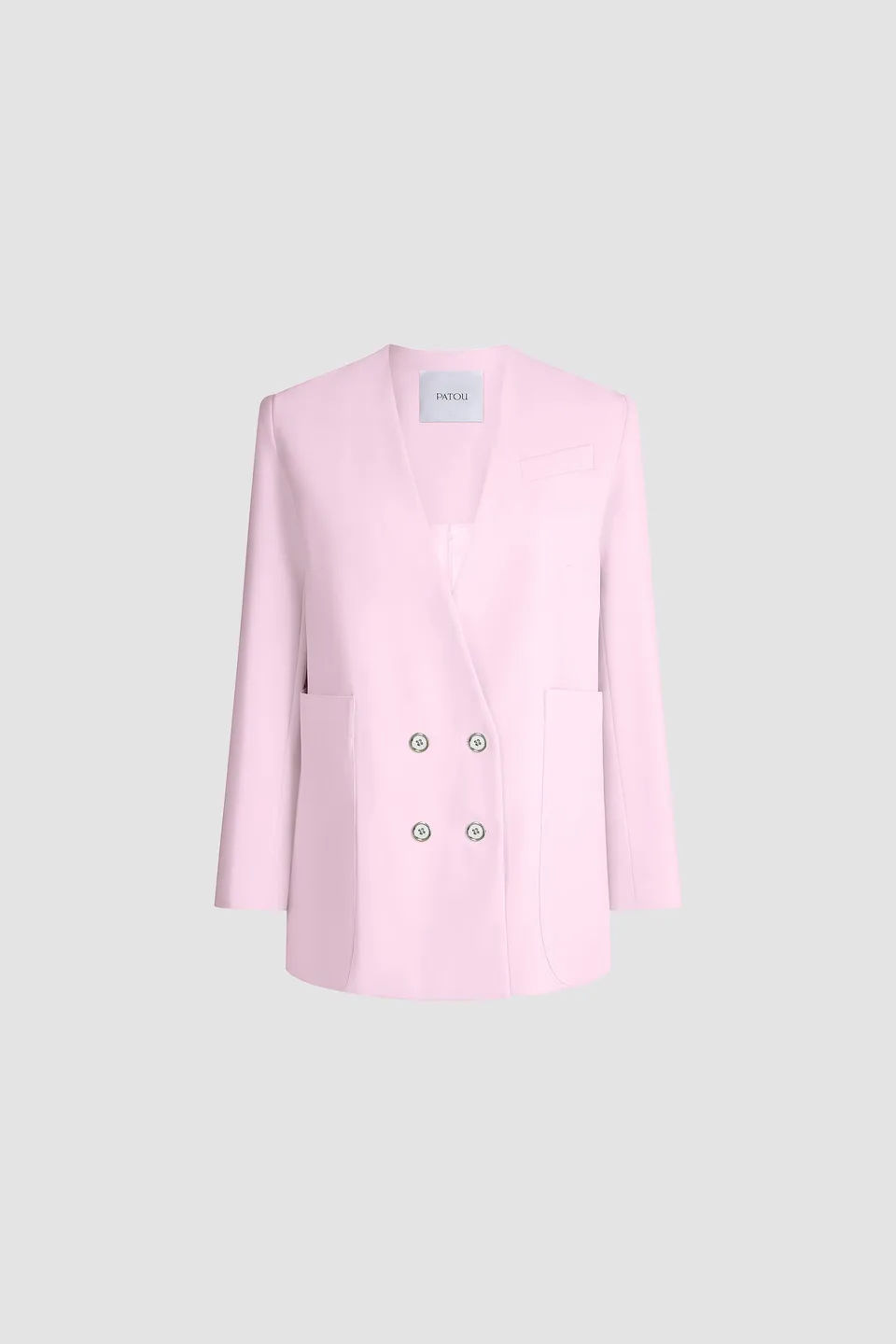 Patou JA0020103459L veste sans col Orchid Ice laine droite