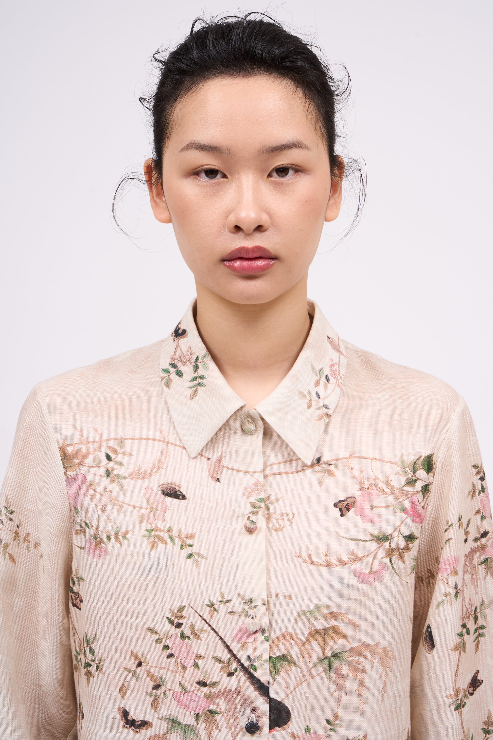 Paul & Joe Chardonnet chemise droite lin soie beige clair