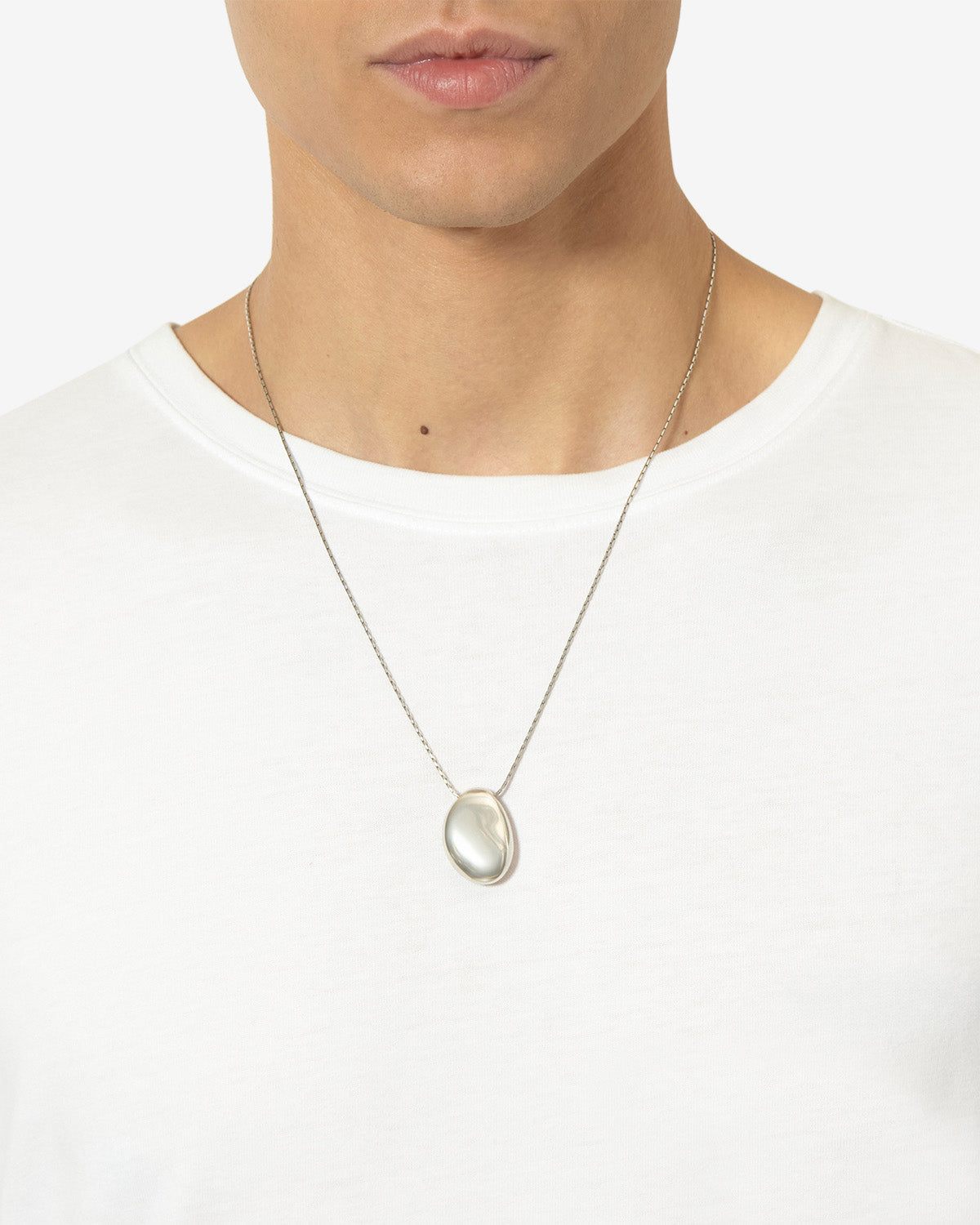Isabel Marant Shiny Day Man collier galet argent laiton
