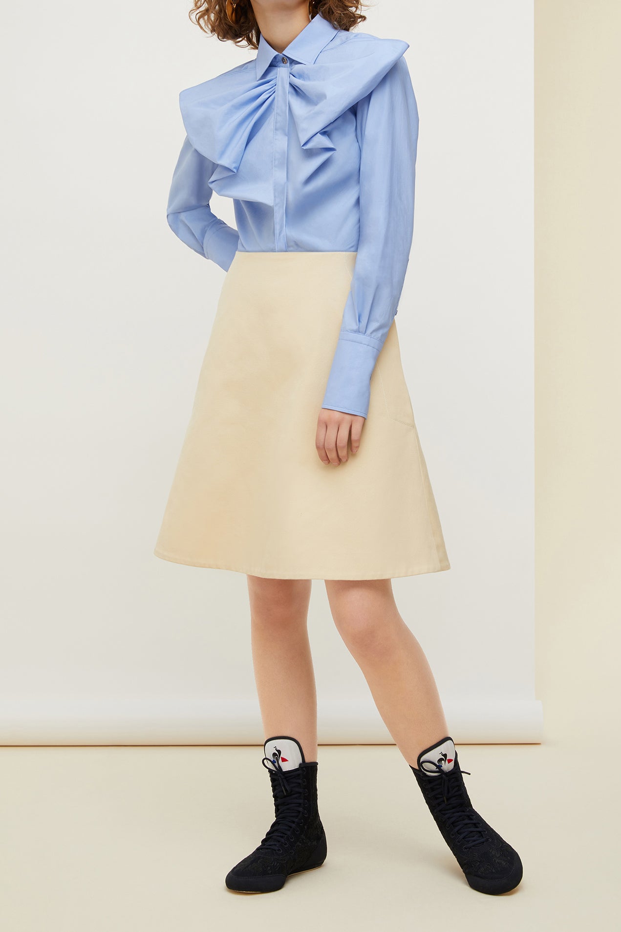 Patou DR033 robe coton Vanilla Blue col nœud