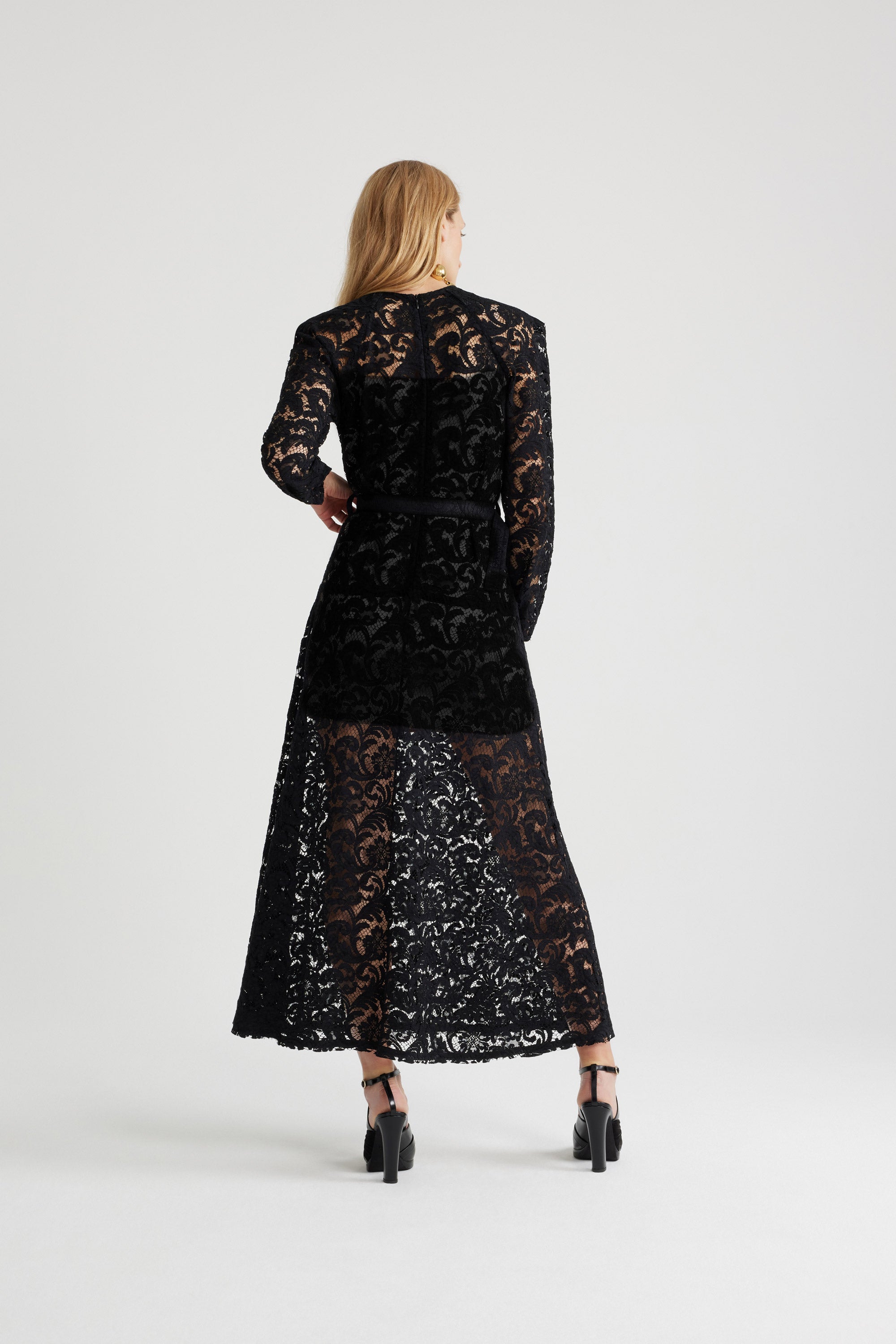 Patou DR146 robe maxi dentelle noire coton bio