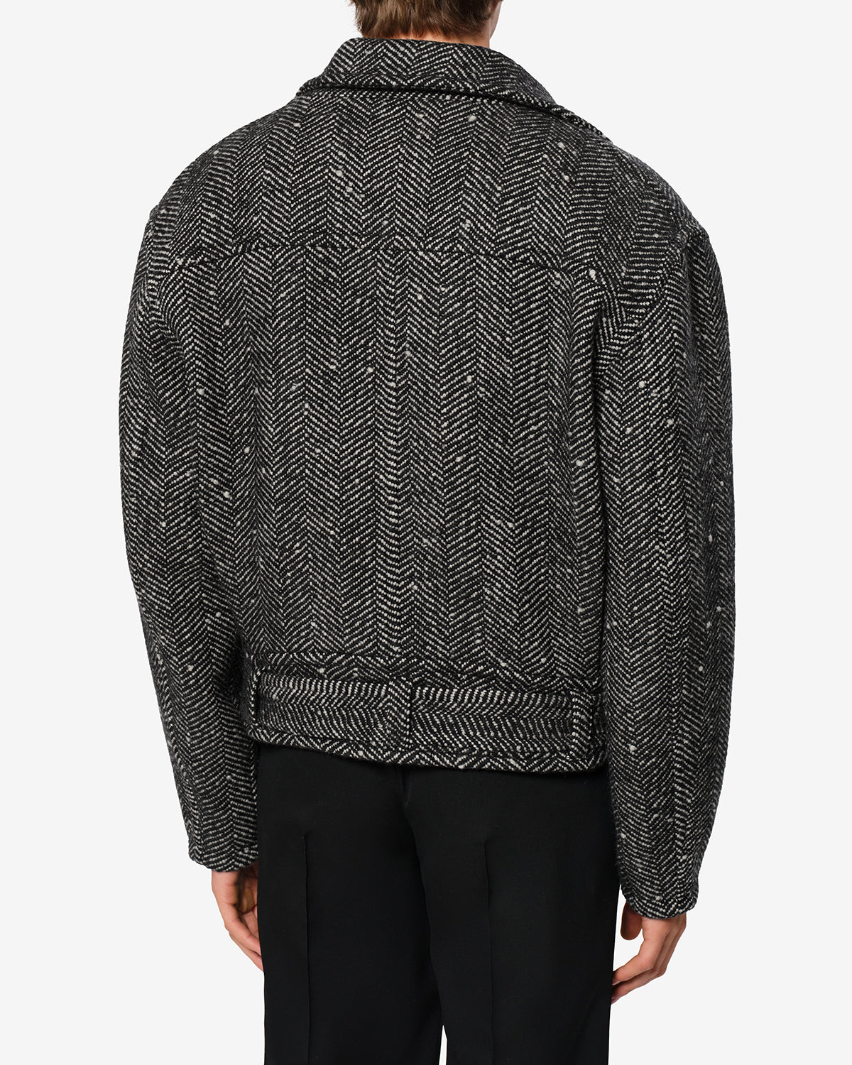 Isabel Marant Ethan manteau laine chevron écru noir crop