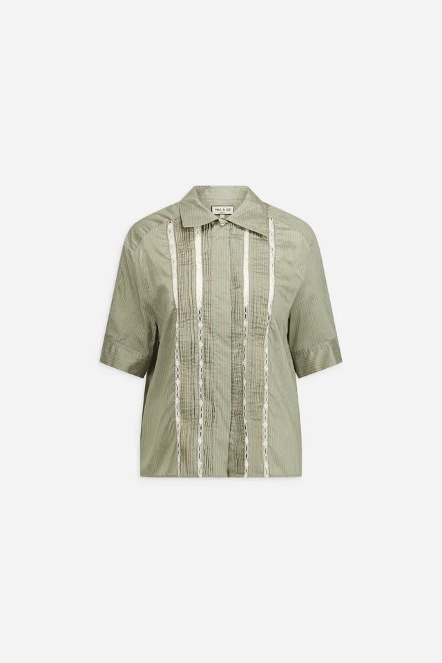 Paul & Joe Mousson chemise kaki rayé lyocell soie