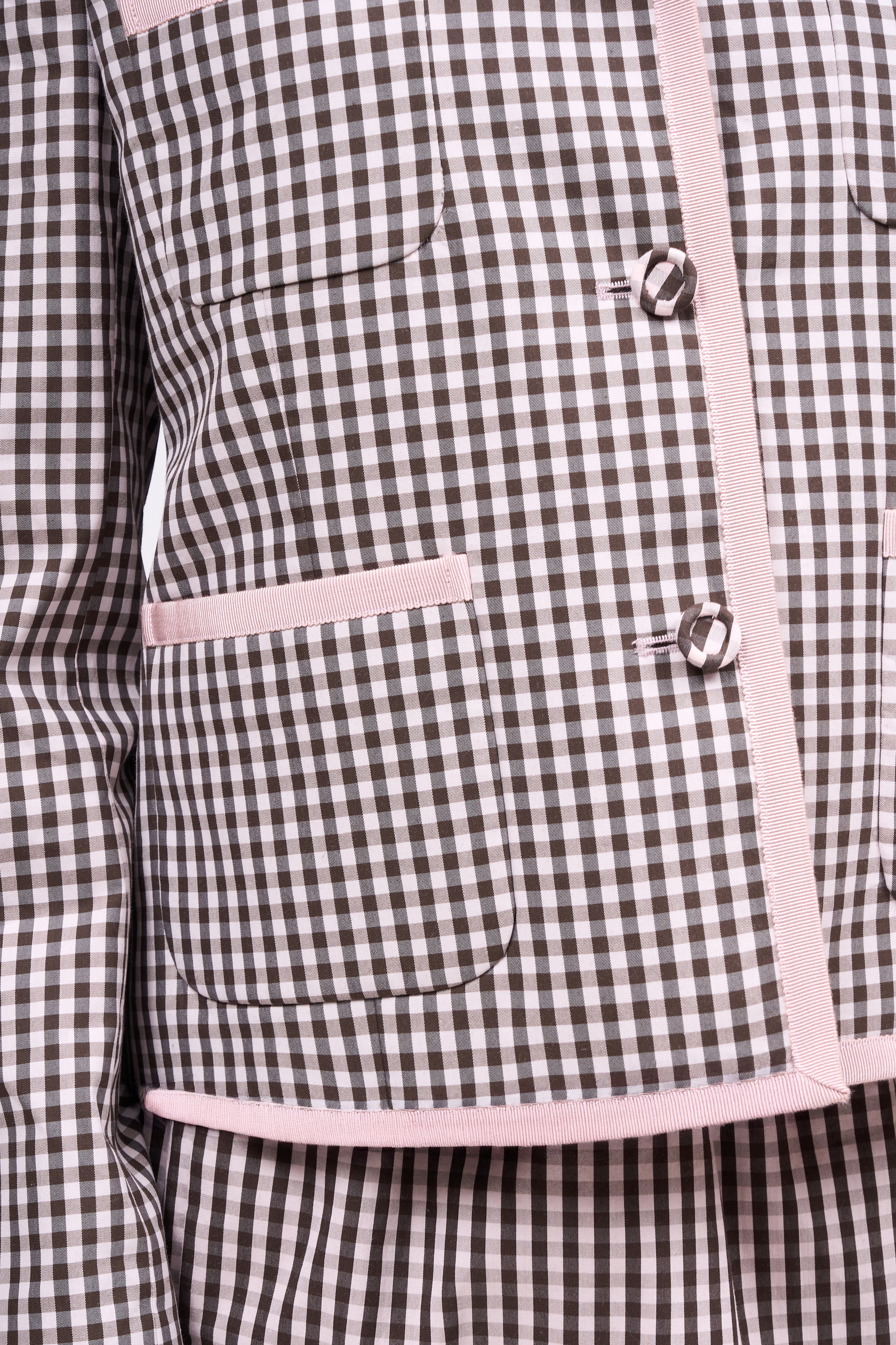 Paul & Joe Mona veste courte coton vichy marron rose