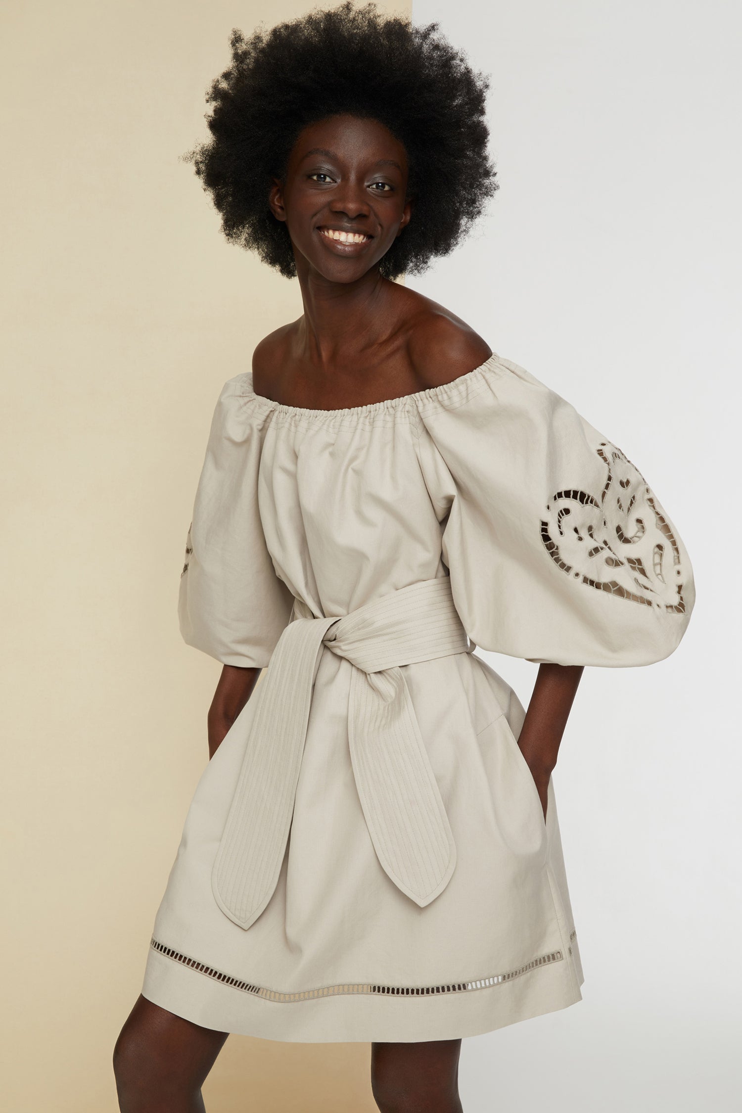 Patou Robe DR038 Lin Coton Ajourée Grise 34-42
