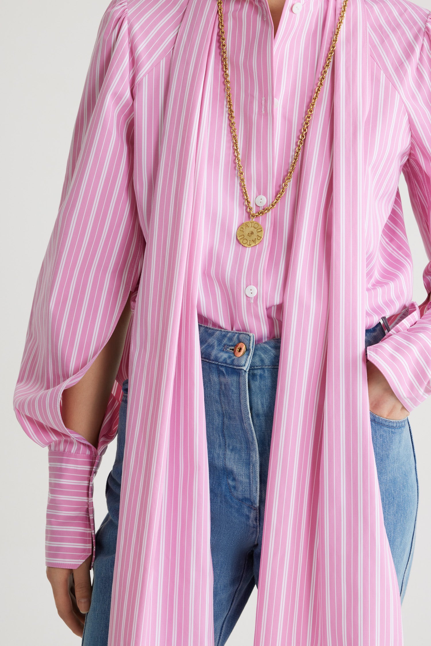 Patou H24BL03401905063 blouse coton Pink Stripes rayée