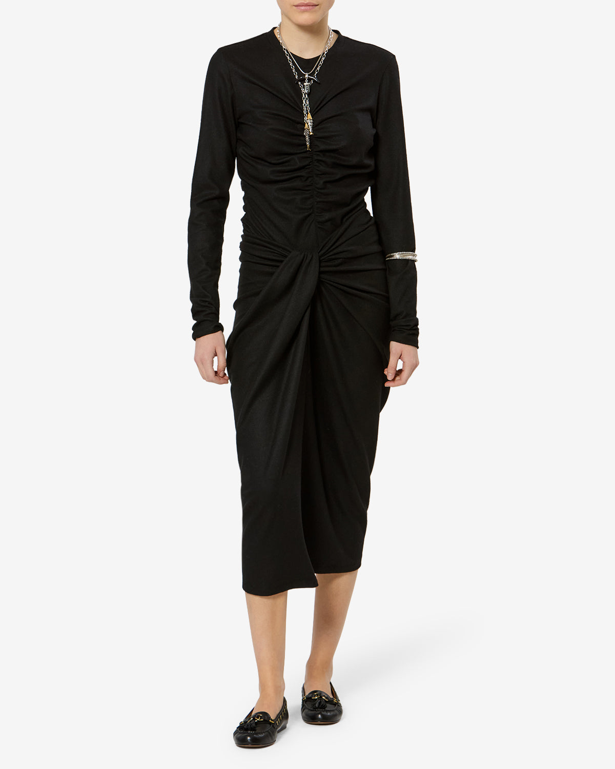 Isabel Marant Jeldia jupe midi noire jersey drapée